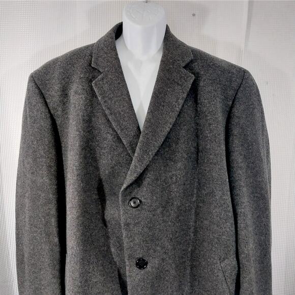 JOSEPH A. BANK! RICH DOVE GRAY 100% PURE WOOL CLASSIC OVERCOAT, TRENCH! SZ 50L - Picture 4 of 12